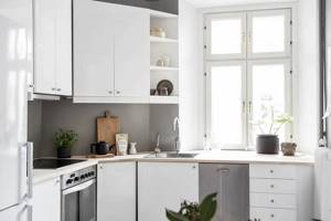 Кухня в скандинавском стиле без штор