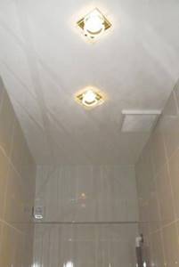 Освещение и вентиляция в подвесном потолке туалета
