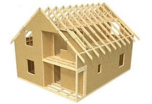 Модель дома в трехмерной проекции плюсы строительства каркаса на фото.