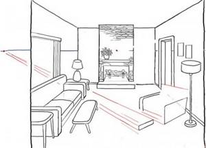 Рисование интерьера комнаты с помощью двух точек исхода