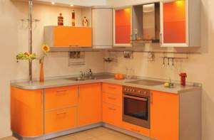 Оранжево-серый кухонный гарнитур