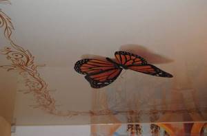 Натяжной потолок с красивой бабочкой