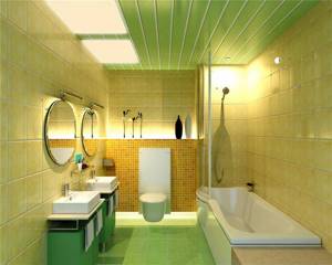 Зеленые пластиковые панели в ванной