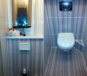 Отделка туалета пластиковыми панелями – экономичное решение, когда речь идет об обновлении интерьера санузла