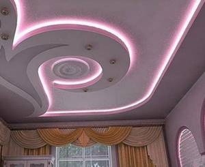 потолок из гипсокартона с подсветкой