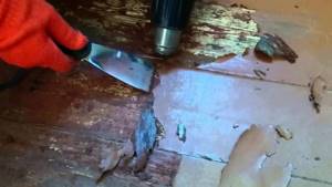 Как снять старую краску с деревянного пола: Использовать промышленный фен и шпатель