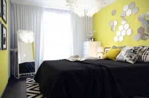 Желтая спальня в скандинавском стиле - Дизайн интерьера