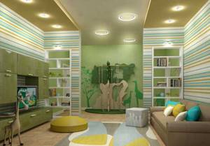 Дизайн детской комнаты в зеленых тонах
