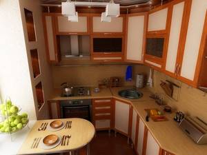 Большое количество верхних шкафов с «глухими» фасадами перегружает маленькую кухню