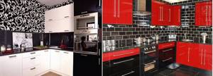 Кухни в черном и красном дизайнах